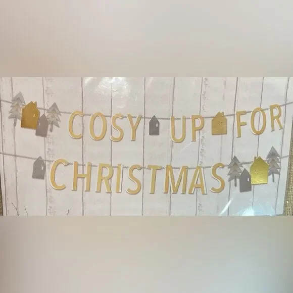 Cosy Up for Christmas Paper Banner Gold Foil Garland - large - new - 2.5M UK - Picture 2 of 4